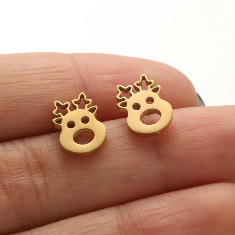 Mini Stainless Steel Cartoon Animal Earrings - Kitten, Deer, Snake, Bee Designs