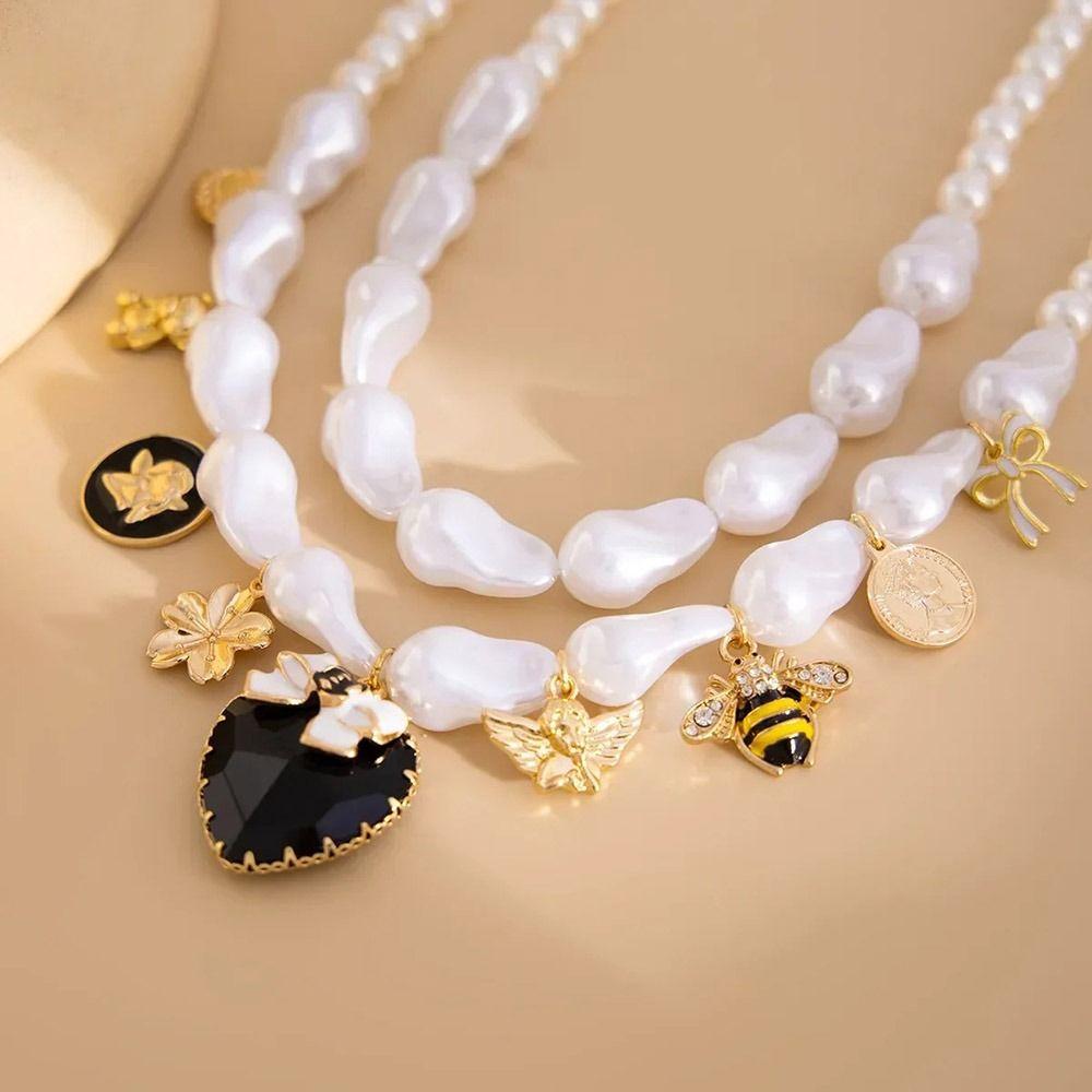 Double-layer Imitation Pearl Necklace Imitation Pearl Clavicle Chain Wedding