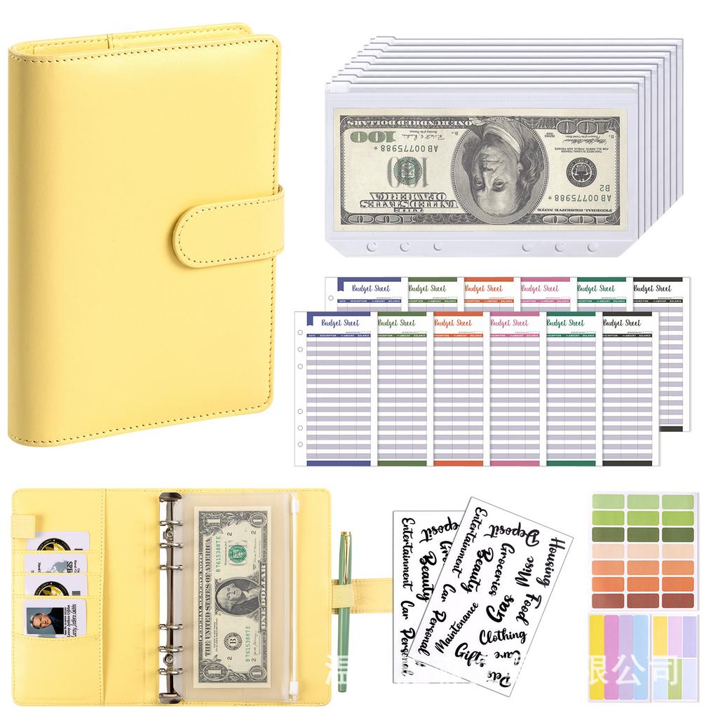 A6 Binder Case Cash Budget Book Macaron PU Leather Notebook Handbook