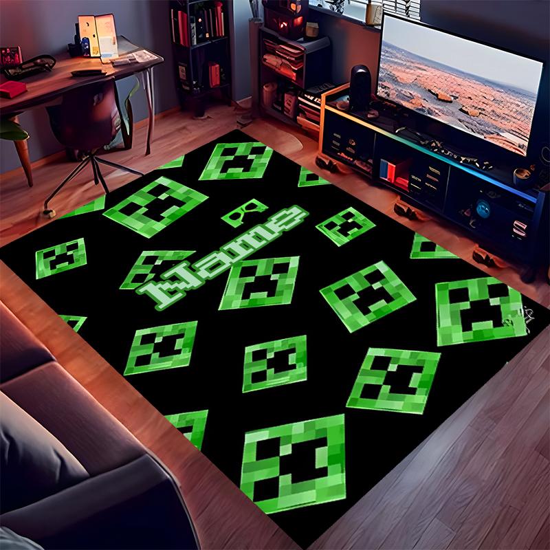Custom Personalization Game Block Pixel World Print Area Rug - Soft, Washable Non-Slip Indoor Mat,Living Room,Home&Office Decorative Rug