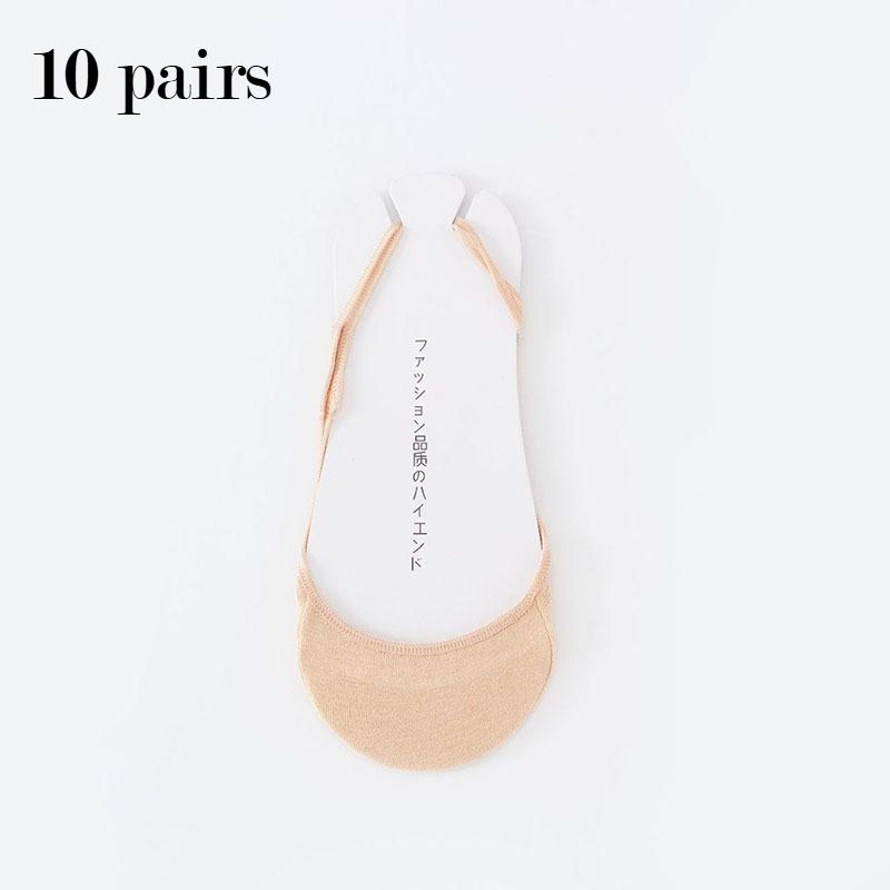 10 Pairs Thin Garter Cotton Boat for Women Forefoot Thickened Pad Shockproof Anti-slip Invisible No-drop High Heel Socks