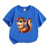 Cute Cartoon Chipmunk Print Kids Boys Girls Crew Neck Short Sleeve T-Shirt 100% Cotton Casual Soft Breathable Lightweight Summer Tees For Little Child