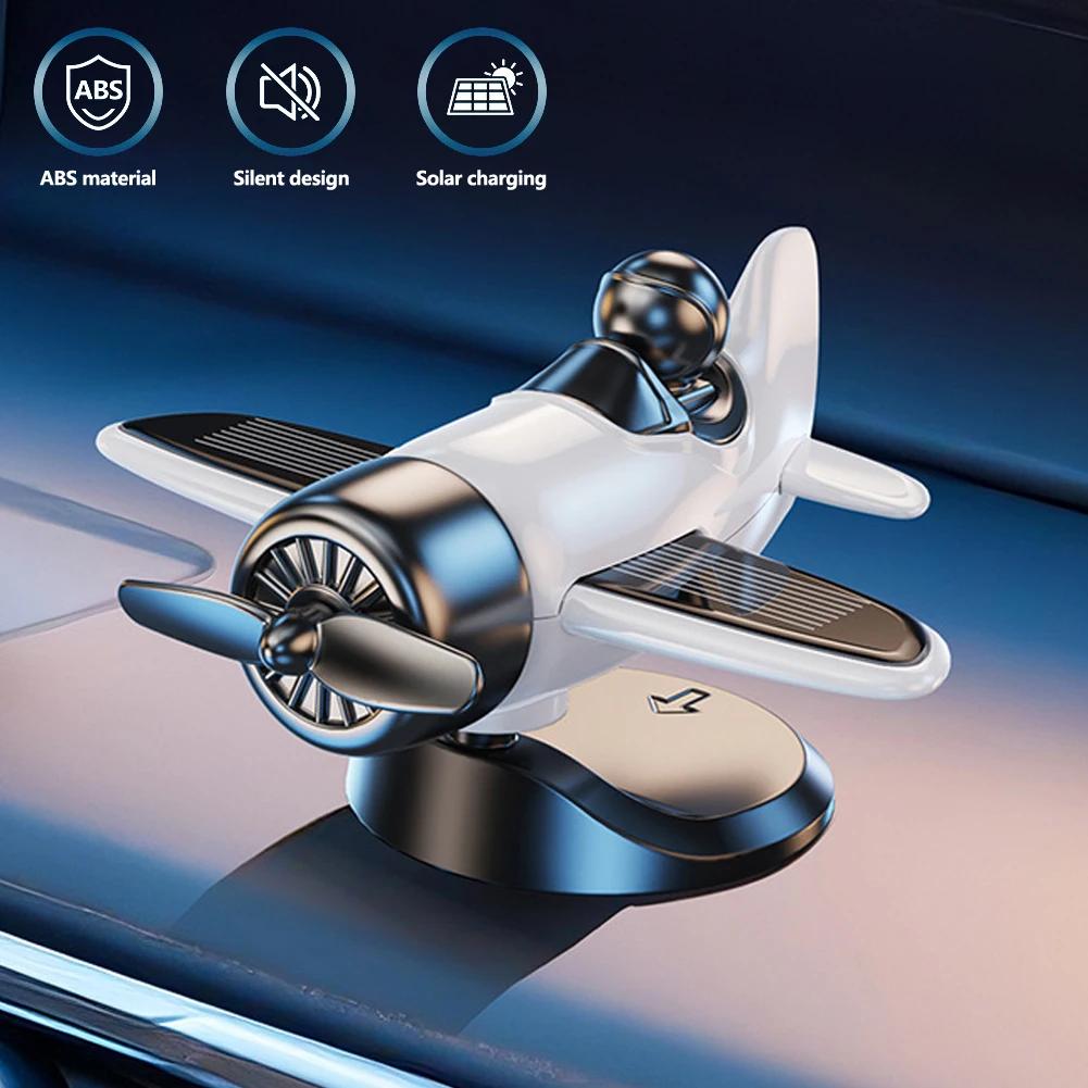 Creative Solar Powered Car Airplane Ornament Rotating Dashboard Windmill Spinner Center Console Vehicle Accessory