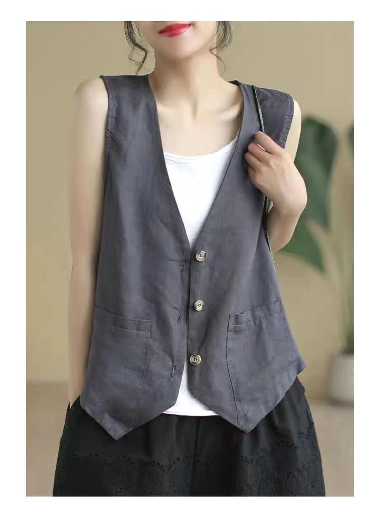 Ležérní vesta z bavlny a lnu ve větších velikostech - Móda pro jaro/léto