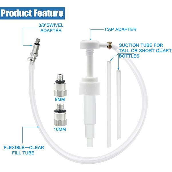 Lower Unit Gear Oil Pump For Standard Quart Bottles, Includes 3/8 Inch Metal Swivel, 8Mm And 10Mm Adapters Fit Most Marine And Mercury Boat Outboard