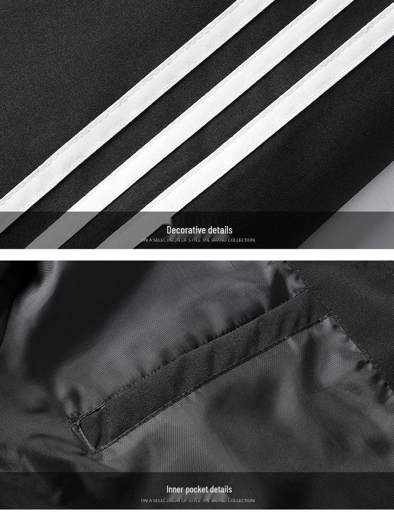 Men's Casual Three Stripe Hooded Jacket - Autumn/Winter