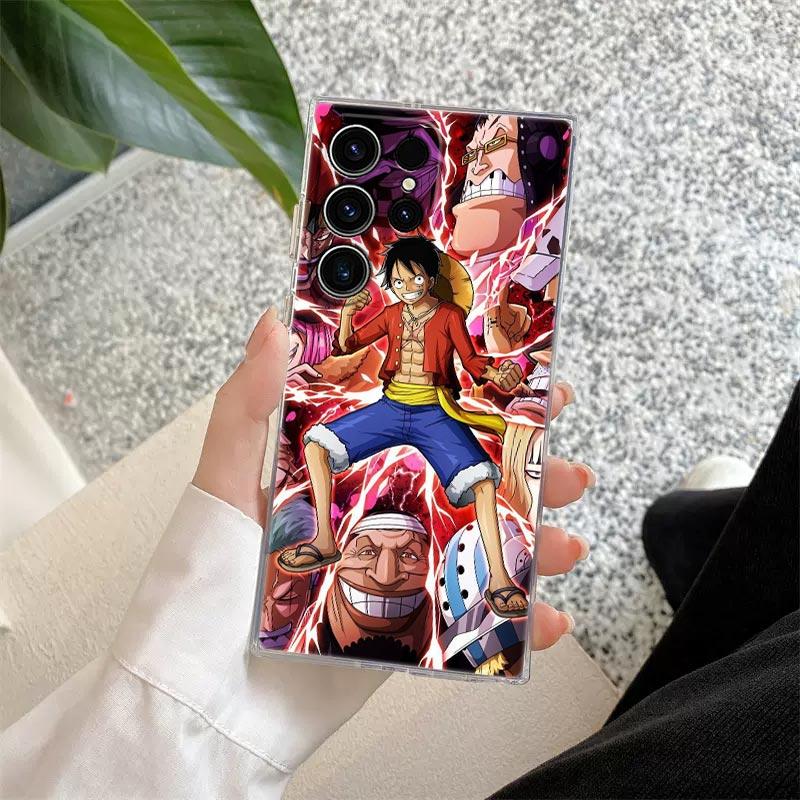 One P-Piece Kid Law Luffy Anime S26Ultra Case For Samsung Galaxy S25 S26 S24 S23 Ultra S22 S20 Plus S21 FE A57 Clear Phone Cover