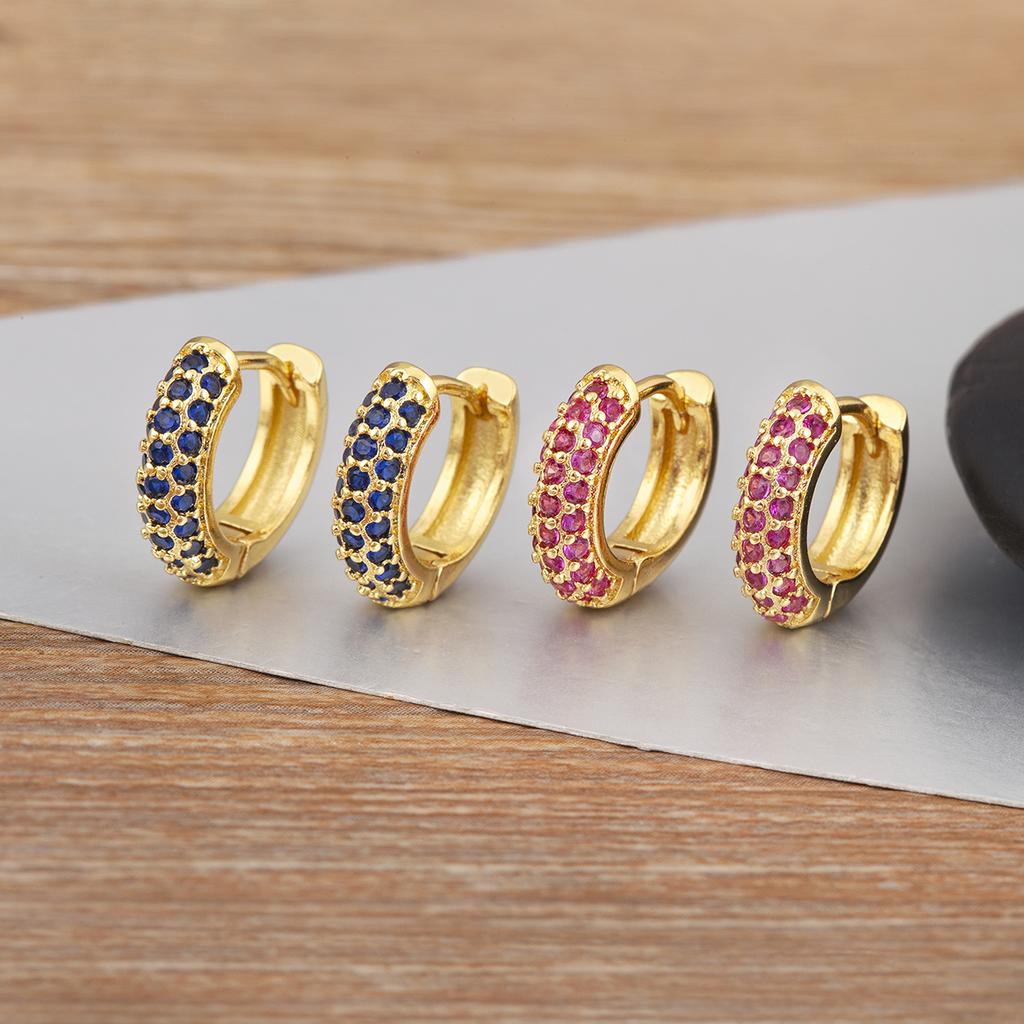 Nidin Hot Sale Original Design Pave Shiny Zircon Circle Hoop Earrings For Women Female Daily Party Fine Ear Jewelry Accessories