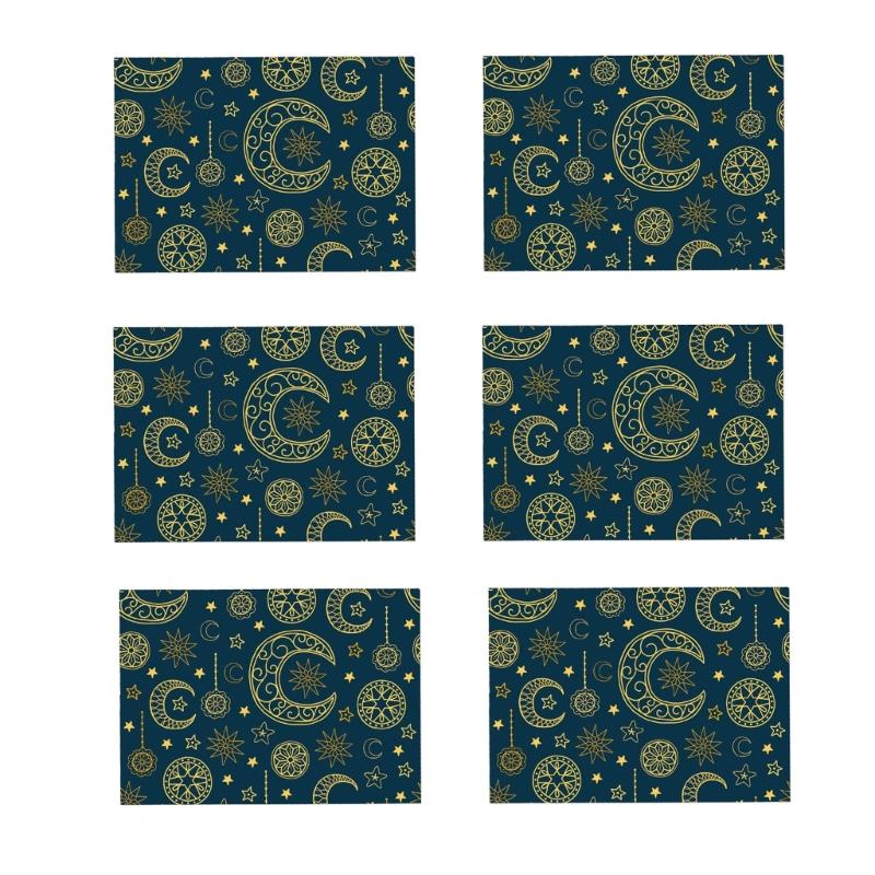 652F 6Pcs Eid Mubarak Wrapping Sheet 70x50cm Large Gift Wrapping Sheets for Islamic Festival Celebration and Art Craft