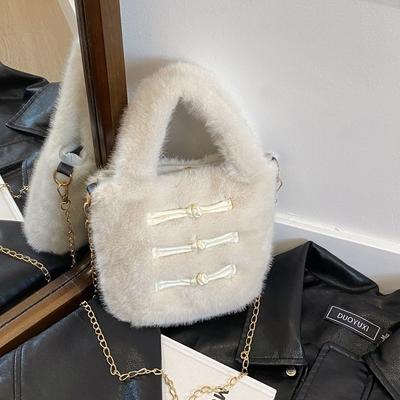 Pelzige kleine Tasche Damen 2025 neue Mode Hand-Eimertasche Herbst und Winter Plüsch-Ketten-Umhängetasche