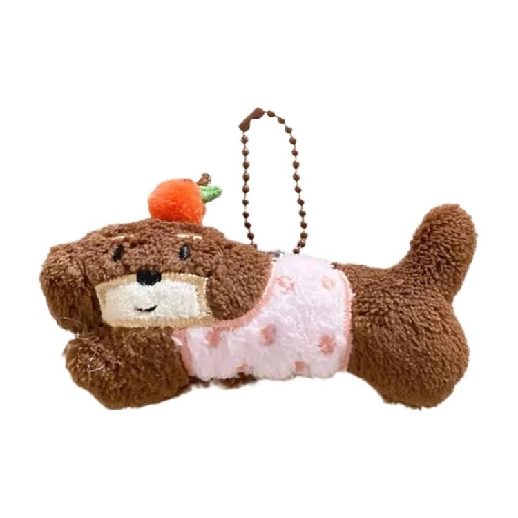 Měkký plyšový klíčenka jezevčík Roztomilý držák na klíče štěně Přívěsek Módní doplněk pro batohy a dárky Závěsné řešení