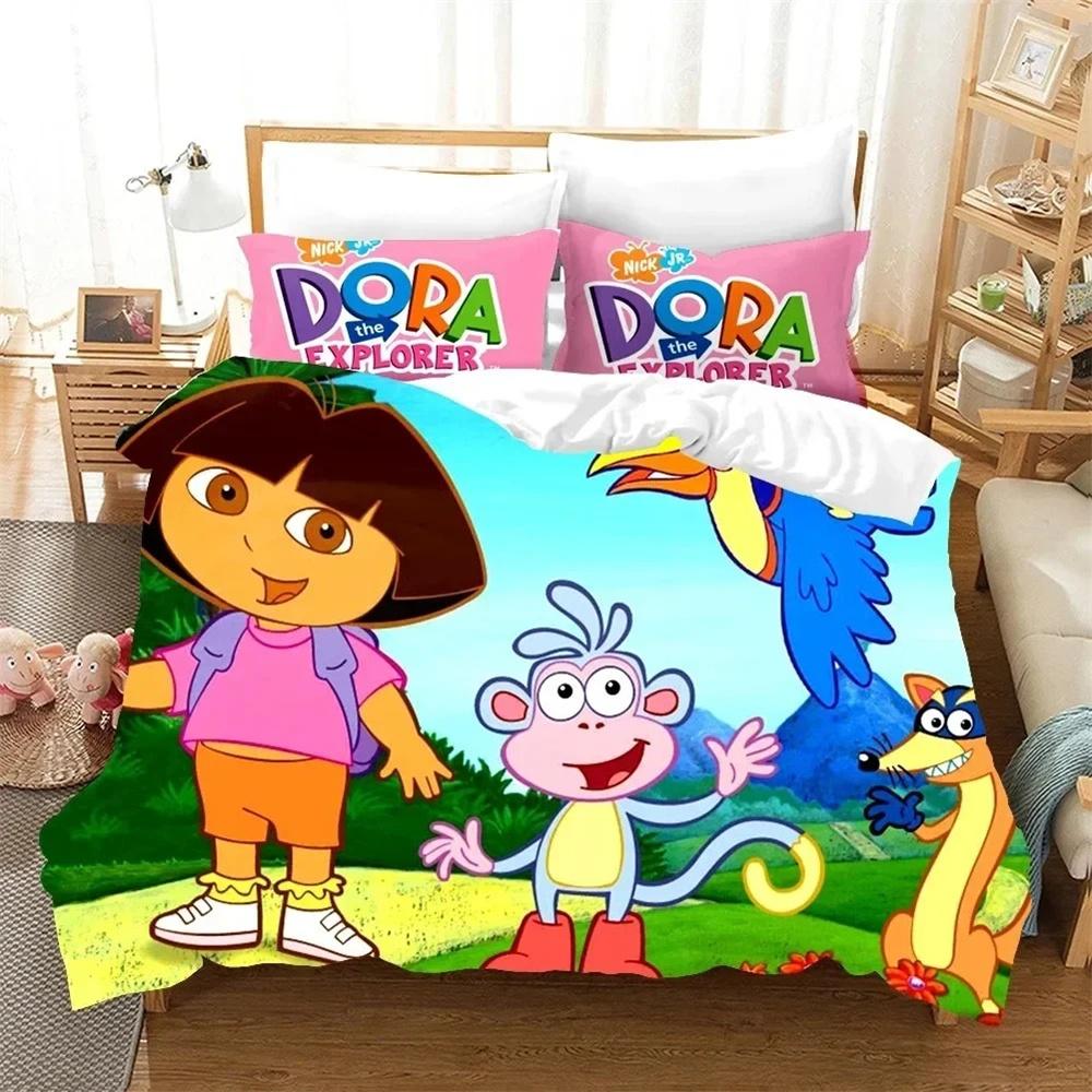 

3D-принт D-Dora Cartoon Explorer Комплект постільної білизни Підодіяльник Постільний комплект Підодіяльник Наволочка Підодіяльник king Queen Size Хлопчики Дорослі 140x210cm 2pcs