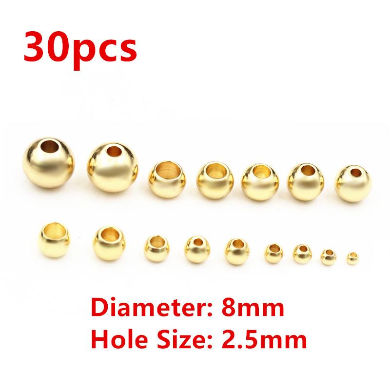 30-100pcs 2-8mm Stainless Steel Gold Color Spacer Beads Charm Loose Bead DIY Bracelets Necklace Beads for Jewelry Making Charms