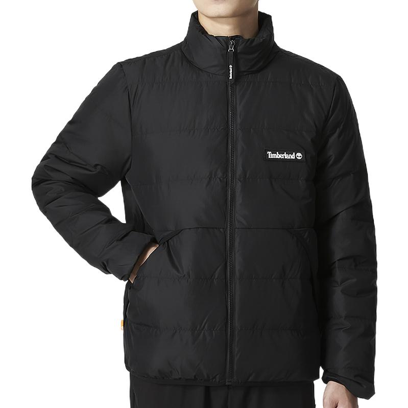 Timberland Solid Color Casual Printed Stand Collar Down Jacket Winter Men Jacket Black A5Z21-001