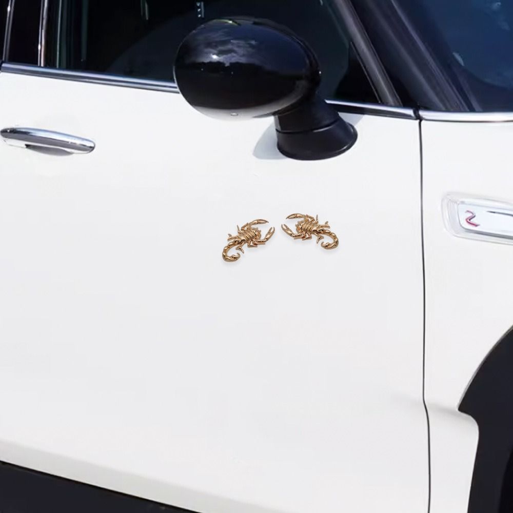 2 Stück Haltbar Wasserdicht Emblem Zinklegierung 3D Autoaufkleber Skorpion Auto-Modifikation Abzeichen Aufkleber Tür