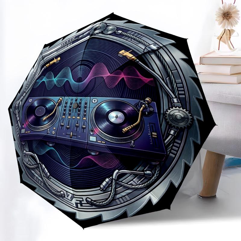 DJ Gear Harmony pattern umbrella, portable and foldable design, 8 ribs, a casual accessory for Halloween, Christmas, and birthday gifts.