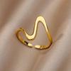 1 Pair Of Personalized Irregular Curve Opening Rings, Stainless Steel Adjustable Rings, Simple And Versatile Commuting Accessories