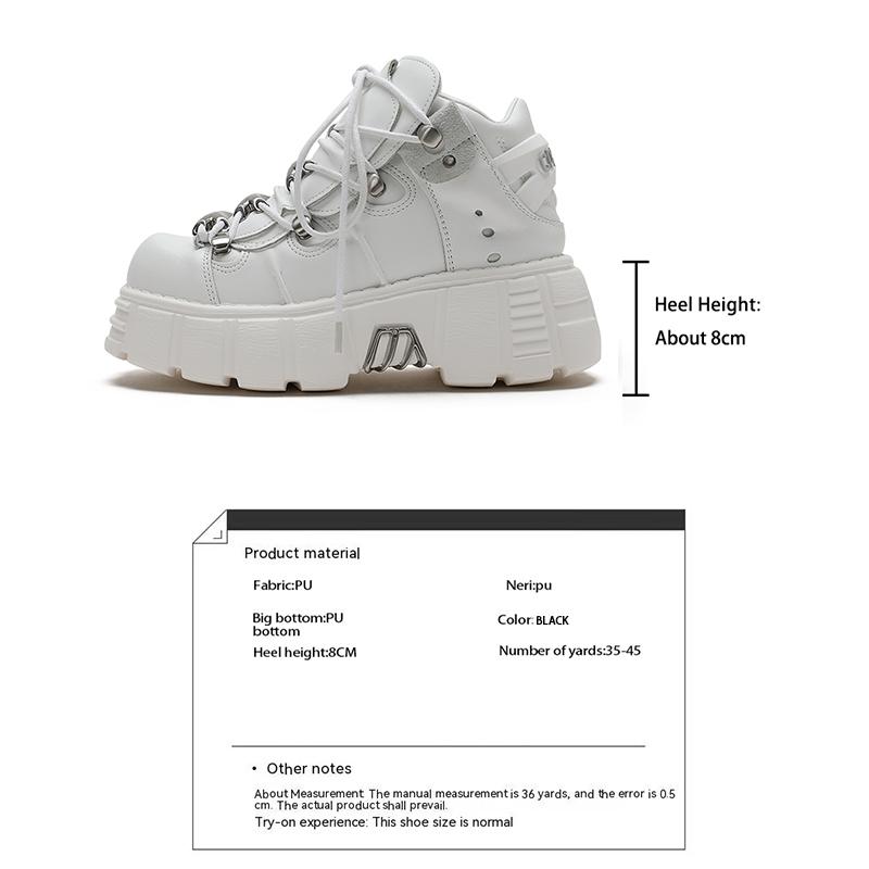 New Brand Punk Style Women Shoes Lace-up Heel Height 6CM Platform Shoes Woman Rock Boots Metal Decor Woman Sneakers