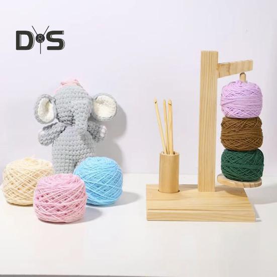 Wooden Yarn Spool Rack with Stable Base Smooth Edge Burr Free Versatile Yarn Ball Dispenser Stand Yarn Spool Rack