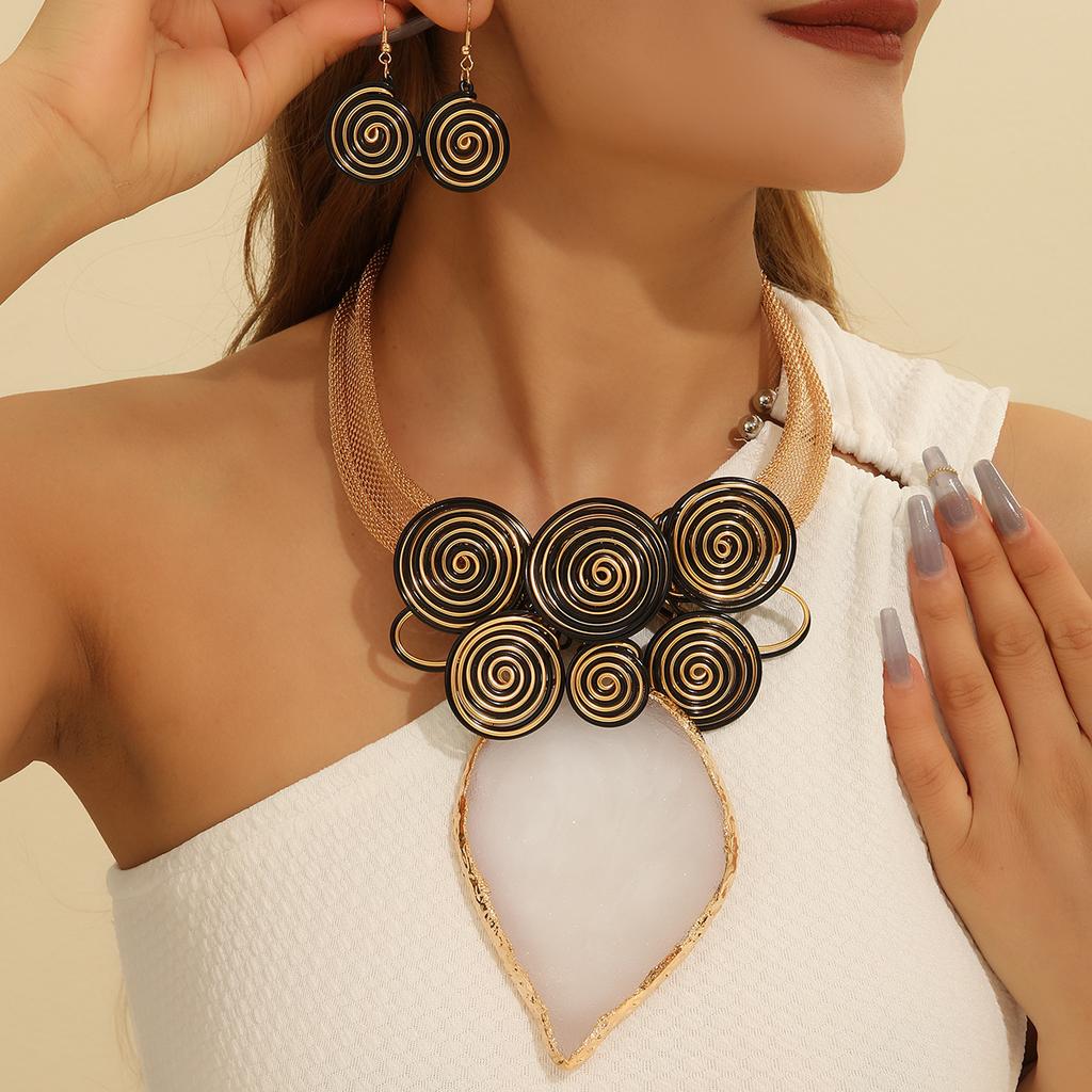 Collier Boucles d'oreilles Feuille Cristal Fait main Vintage Statement Collier Bib Bohème Bijoux Africains Cadeaux