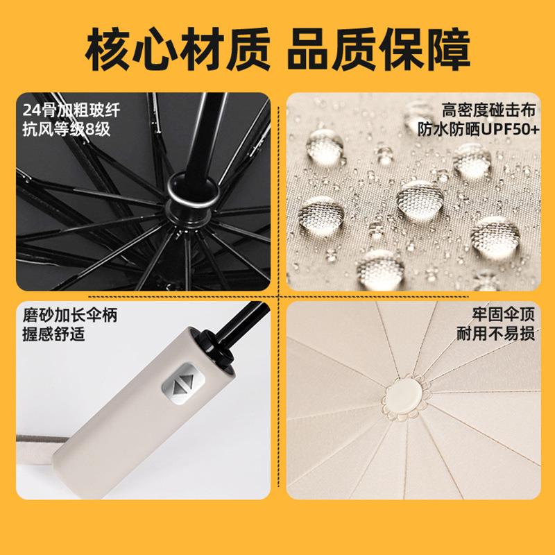 Double keel reinforced folding umbrella sun protection weather and rain dual-purpose business men's automatic umbrella custom logo advertising