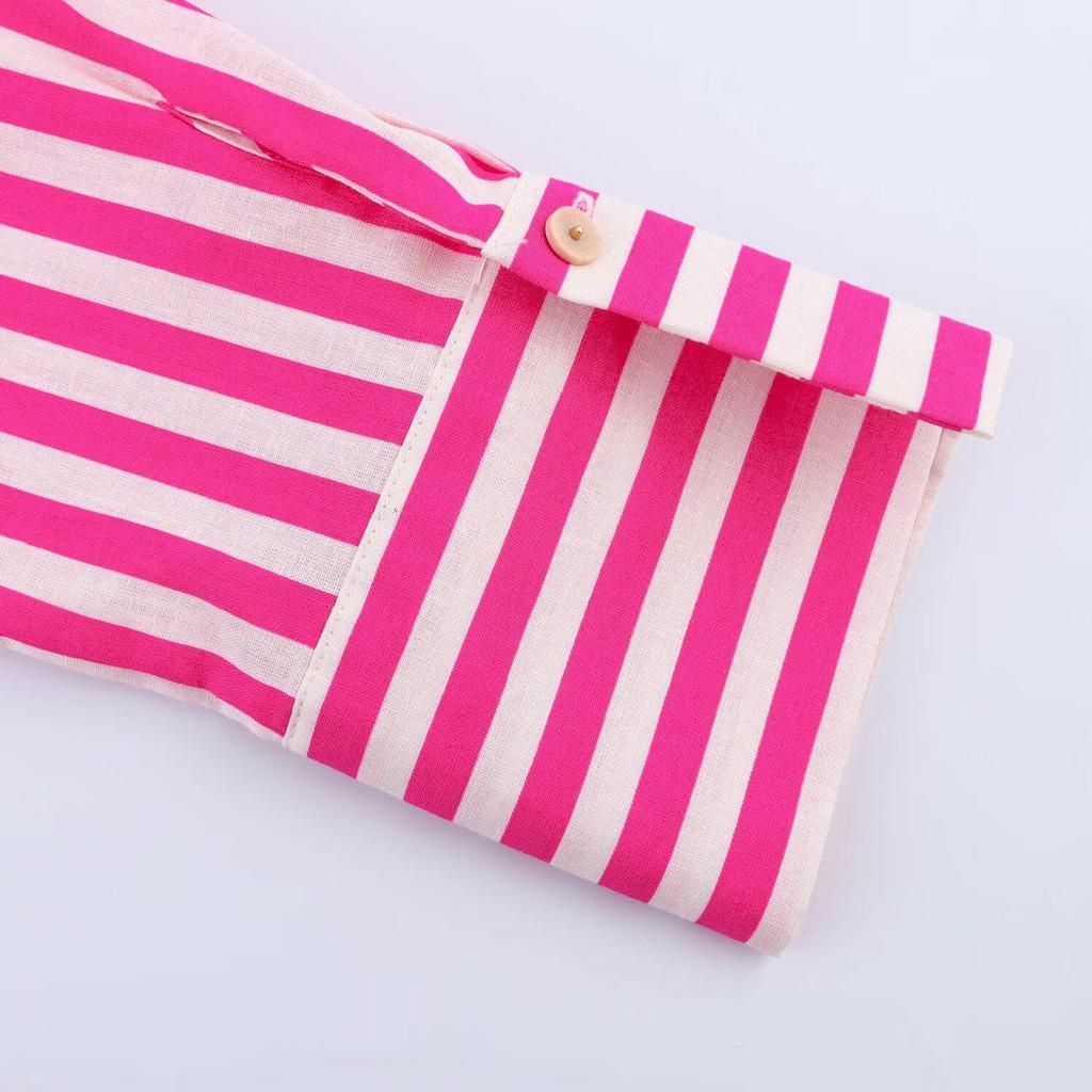 2025 Spring Women's Striped Long Sleeve Loose Shirt - European & American Style