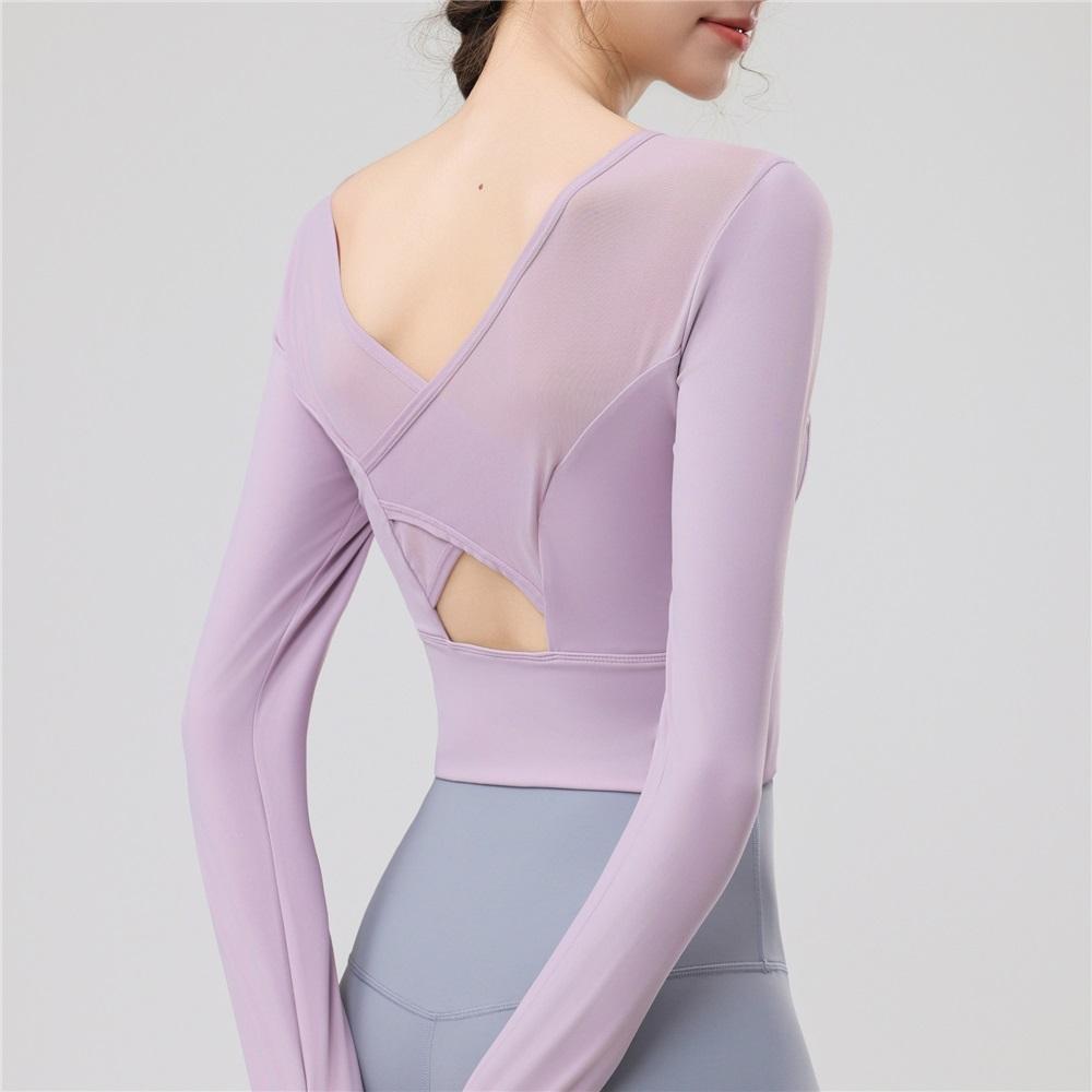 Yoga Clothes With Chest Pads, Tops, Women's High-end Fitness Clothes, Sports Cycling, Pilates Training, Beautiful Back, Long Sleeves