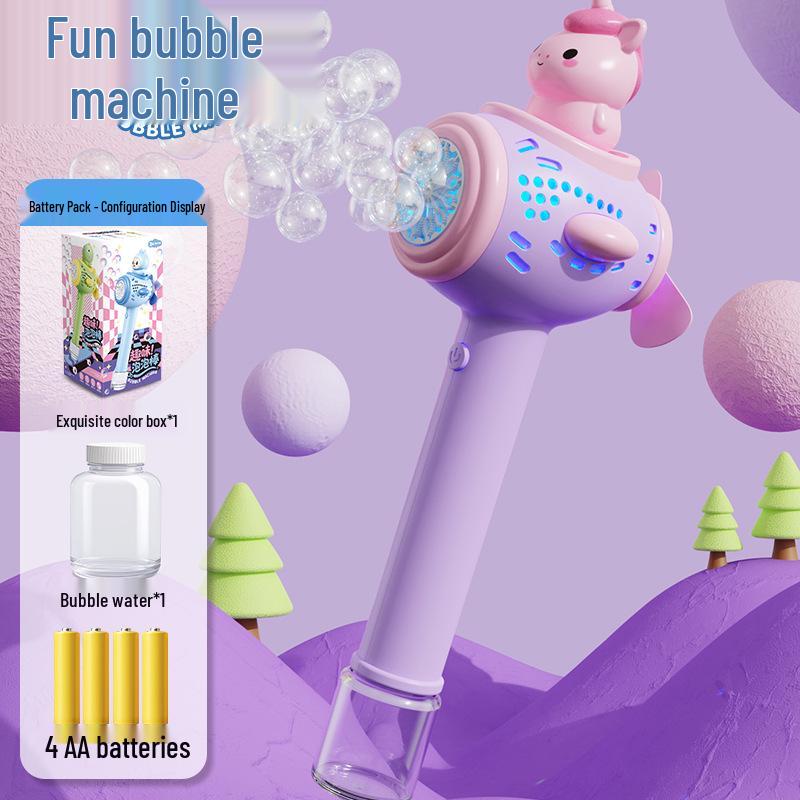 Unicorn Electric Bubble Maker: Kids' Automatic Light-Up Bubble Gun Gift