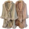 Plus Size Women's Knitted Cardigan with Imitation Rex Rabbit Fur Collar - Autumn/Winter Cape Shawl