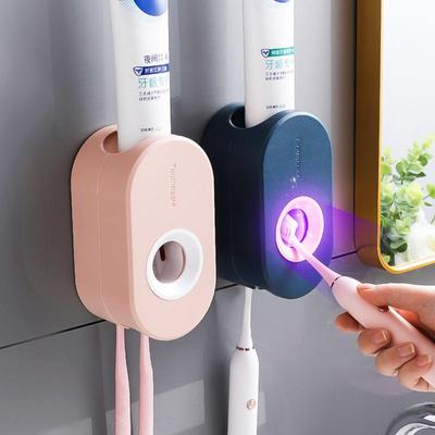 Dispensador de pasta de dente sem perfuração, sucção de parede de plástico, espremedor automático de dentifrício, suporte criativo para escova de dentes de banheiro, ferramentas