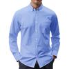 Men's Color Long Sleeve Casual Shirt with Turn-Down Collar for Everyday Wear and Sports