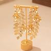 Trendy Cross-Border Floral Long Dangle Earrings for Women - European and American Heavy Industry Style