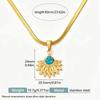 Golden Fan-Shaped Turquoise Stainless Steel Necklace - European & American Retro High-End Jewelry