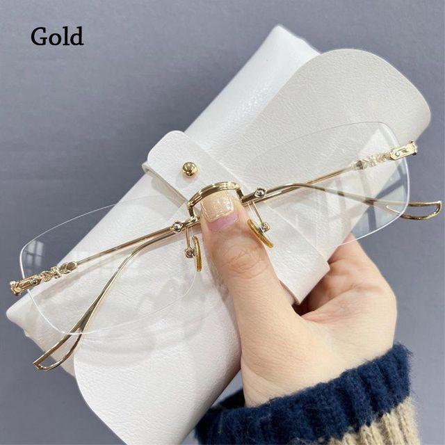 Transparent Computer Glasses Frameless Women Men Anti Blue Light Square Eyewear Blocking Glasses Optical Spectacle Eyeglass