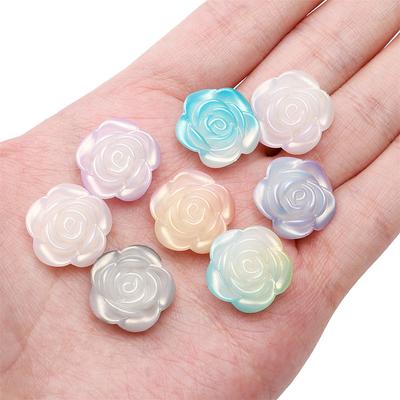 20pcs [19mm] Acrylic Rose Beads Two-Color Gradient Rose Beads Three Dimensional Flower Beads Handmade Jewelry Accessories DIY Handmade