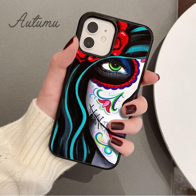 Mexican Skull Girl tattooed Art Phone Case for iPhone 17 Air 15 16 16e 11 12 13 14 Pro Max Plus Cover coque Fundas