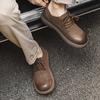 Fashion Breathable Lace-Up Flats for Men Soft Lightweight Walking Shoes Comfortable Business Dress Footwear Men's Leather Casual Shoes