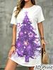 Fashion 3D Print Summer Dress Loose Casual Short Sleeve O-Neck Mini Dress