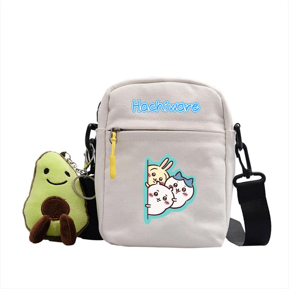 Chiikawa Cartoon Canvas Square Shoulder Bag With Inner Pouch For Casual Outings