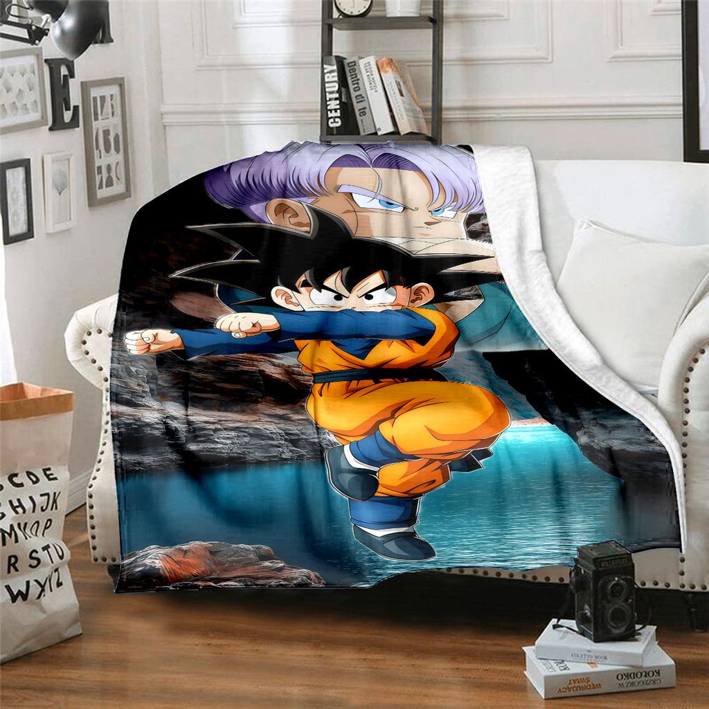 1 Stück Son Goku Druck Flanelldecke, Hohe Qualität für alle Jahreszeiten, Heimdekoration, Wärme und Komfort, Perfekt für Weihnachtsgeschenke