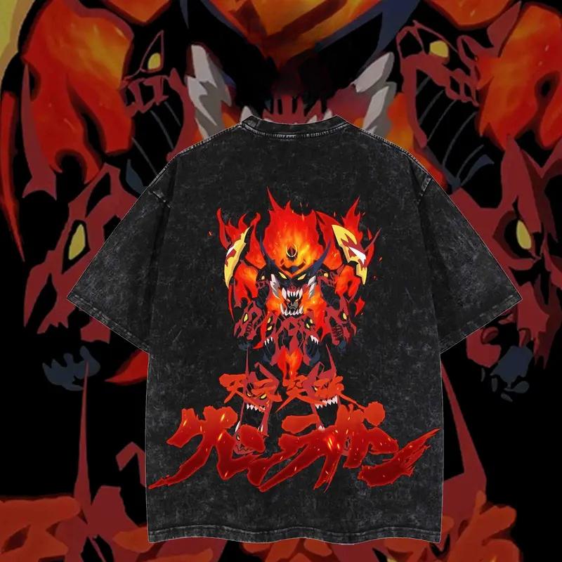 Hot Anime Gurren Lagann Kamina Graphic Tee Men Short Sleeve Clothing Washed Cotton Tshirt Casual T-shirt Harajuku Retro T Shirt