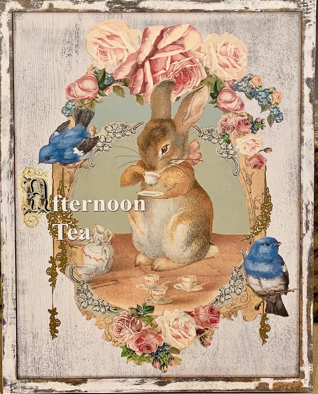 

Bunny Enjoy Afternoon Tea Vintage Tin Sign Rabbit Retro Metal Sign for Coffee Shop Bar Home Kitchen Farm Garage Club Nostalgic W 20x30cm（7.8x11.8inch）