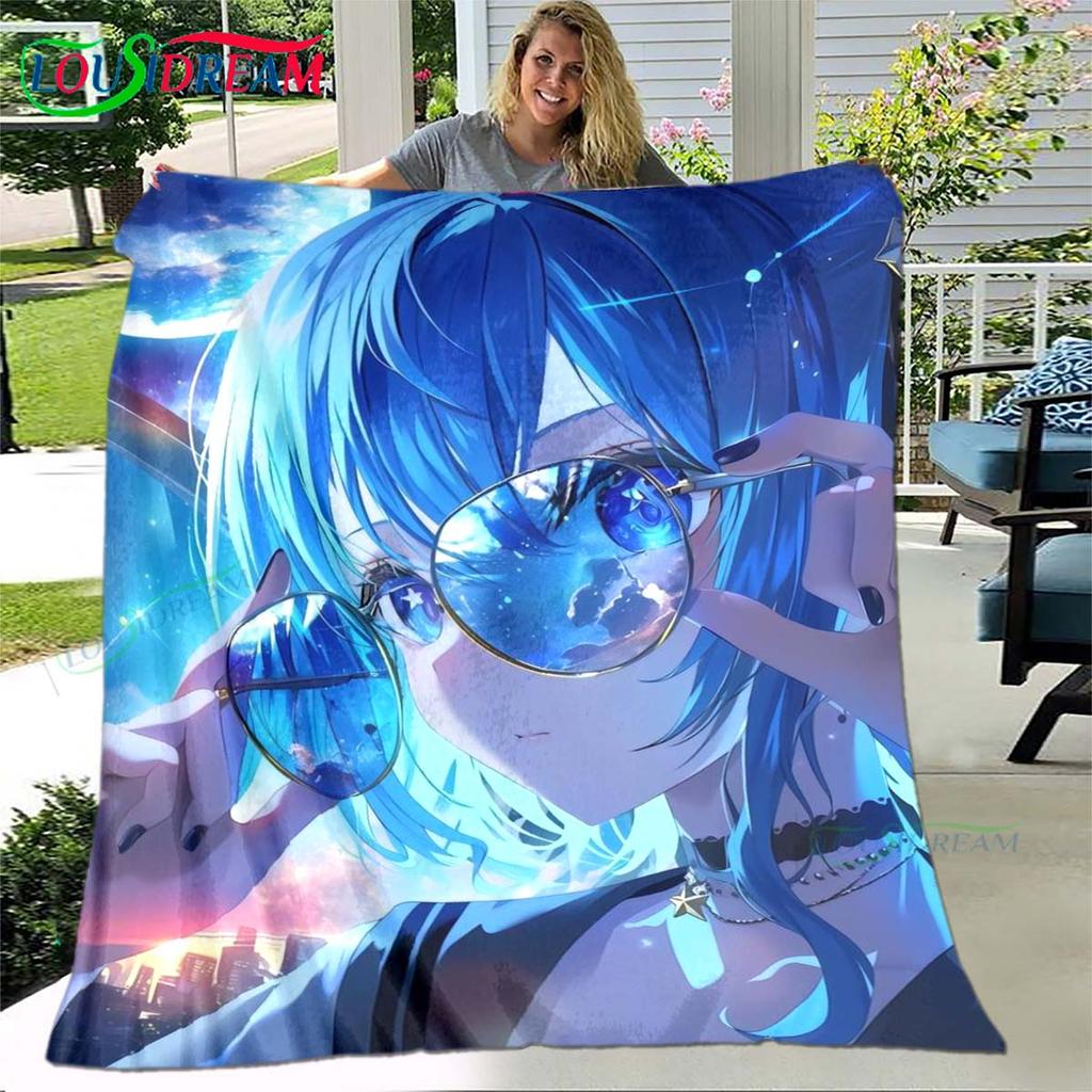 Hot Cute Anime Girl Pattern Blanket Flannel Thin Blanket Portable Home Travel Office Lunch Break Blanket Birthday Gift