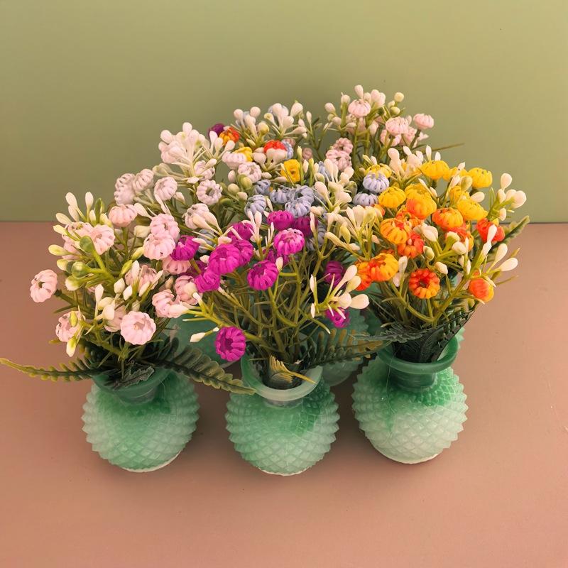 1Pcs 1:12 Dollhouse Simulation Vase Flower Outdoor Diy Accessories Miniature Resin Colorful Floral Plants Potted Model