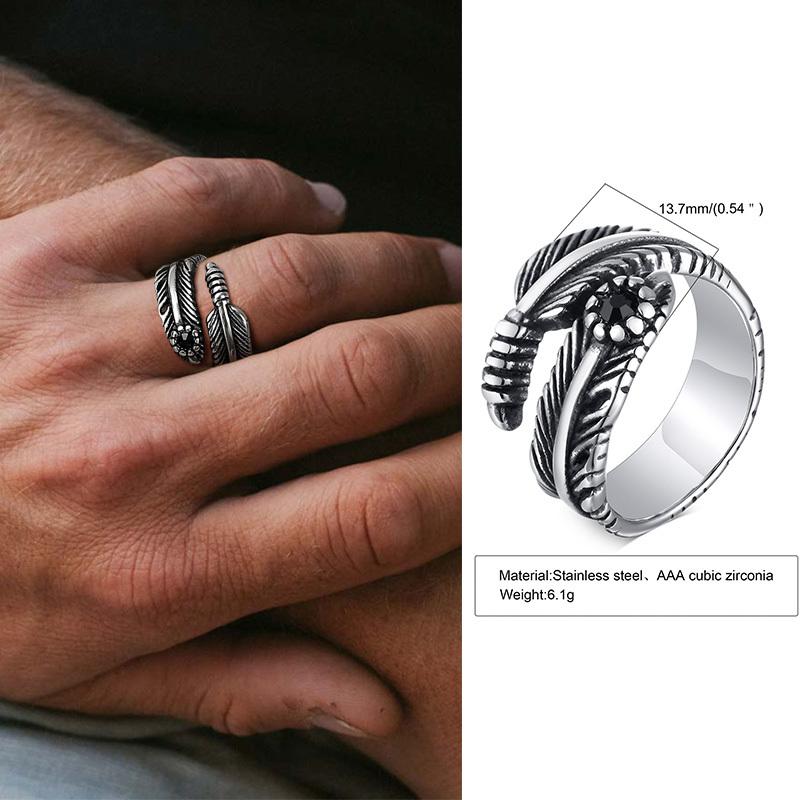 Punk Vintage Ethnic Rings for Men Retro Viking Knot Rune Finger Band, Black Geometric Square Stone Signet Ring Jewelry