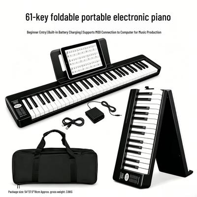 Portable 61-Key Touch-Sensitive Folding Digital Piano for Beginners