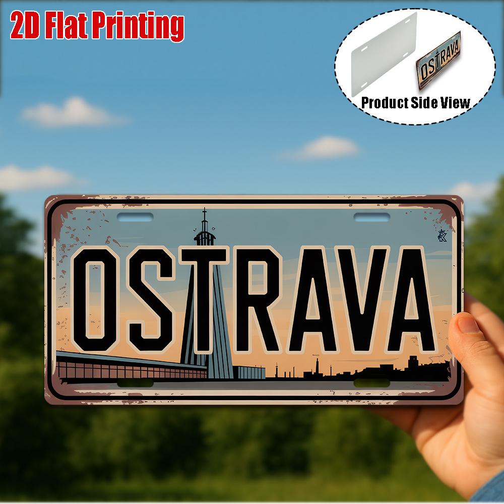 D Flat Printing Pc Vintage Aluminum Sign Only for Decoration Outdoor Wall Art OSTRAVA Aluminum Sign Retro Decor