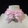 Bow Lace Bell Choker Clavicle Necklace Maid Cosplay Neck Accessories For Women