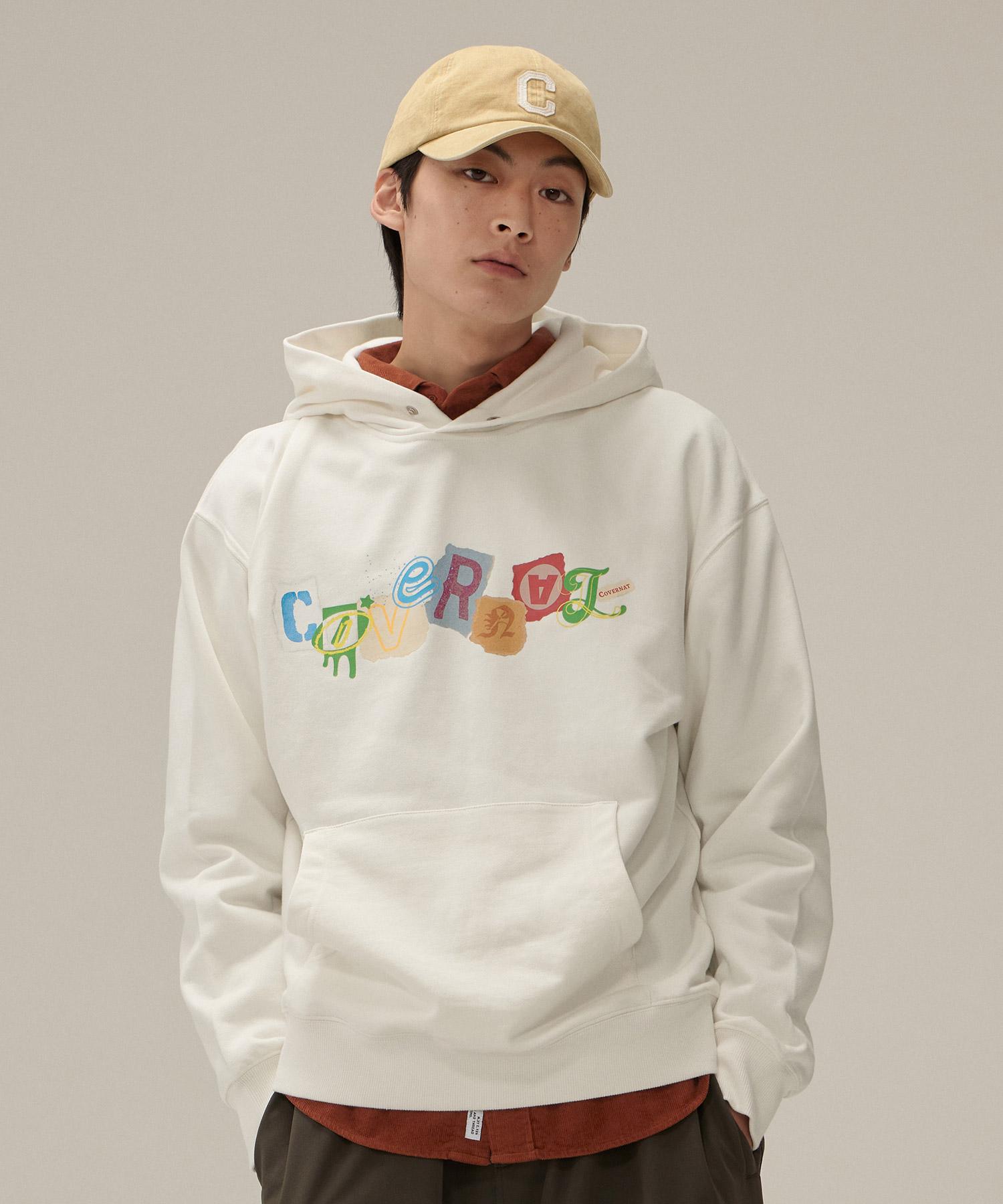 Covernat Collage Logo Hoodie Ivory Ivory/L