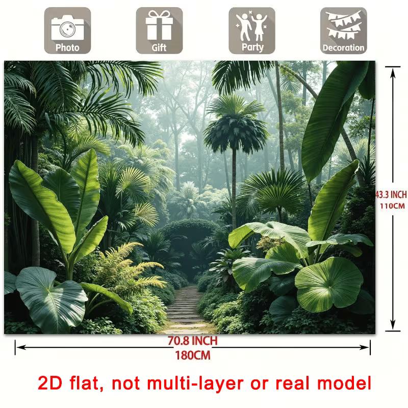 2D Lush Jungle Garden Backdrop Photography Background Banner